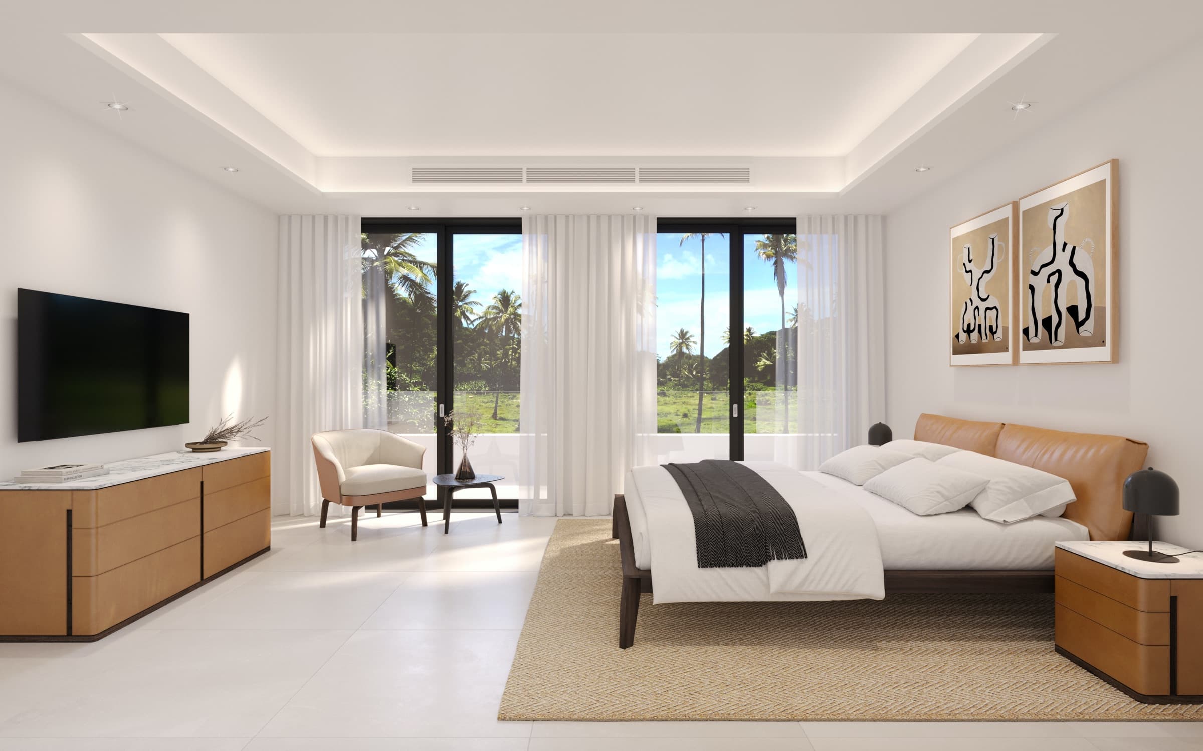 Bedroom with garden views